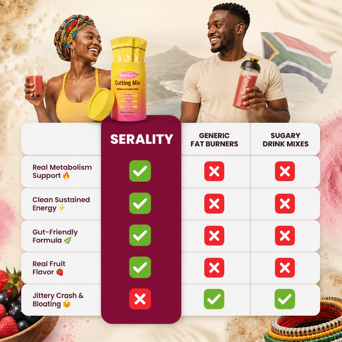 Serality® strawberry cutting mix drink