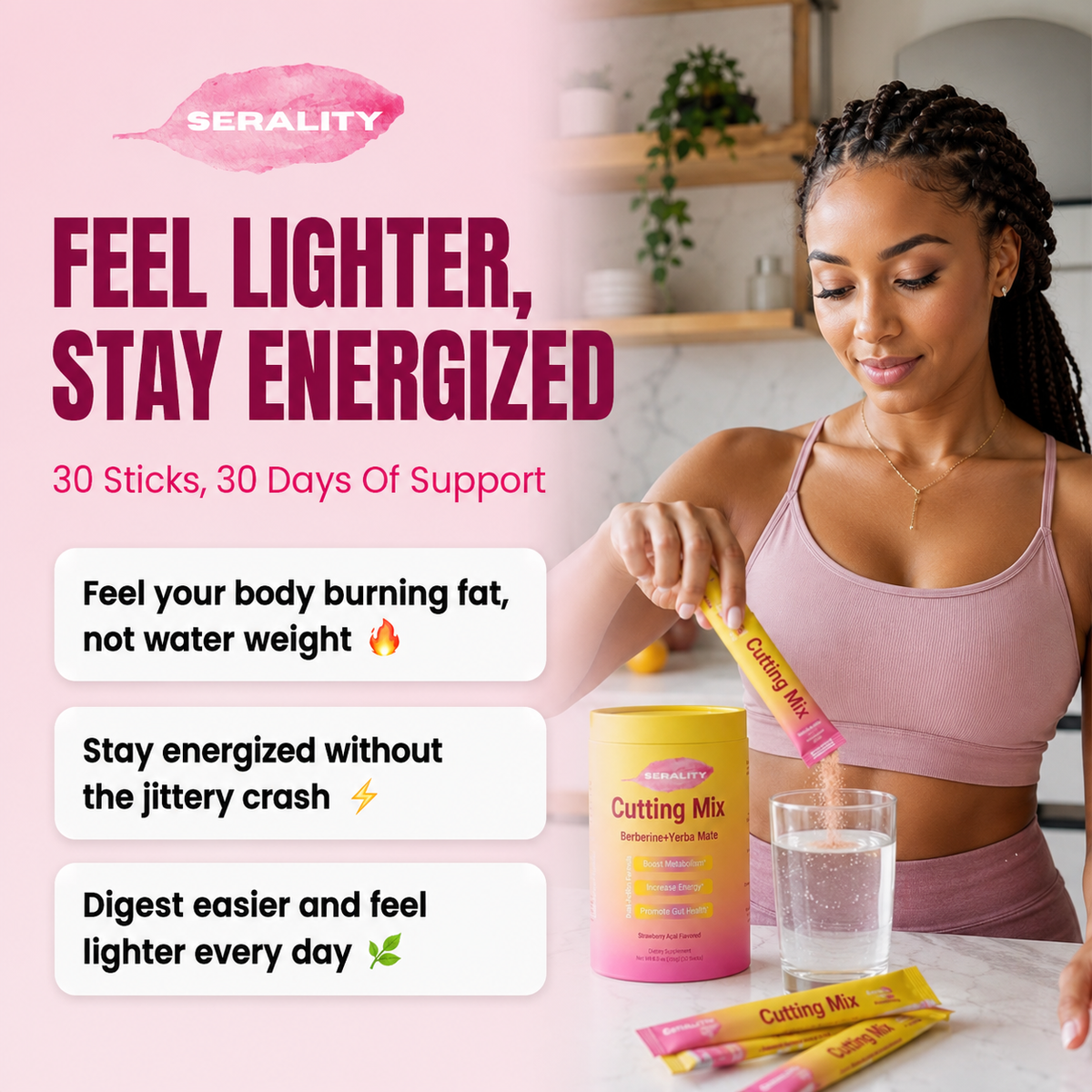 Serality® strawberry cutting mix drink